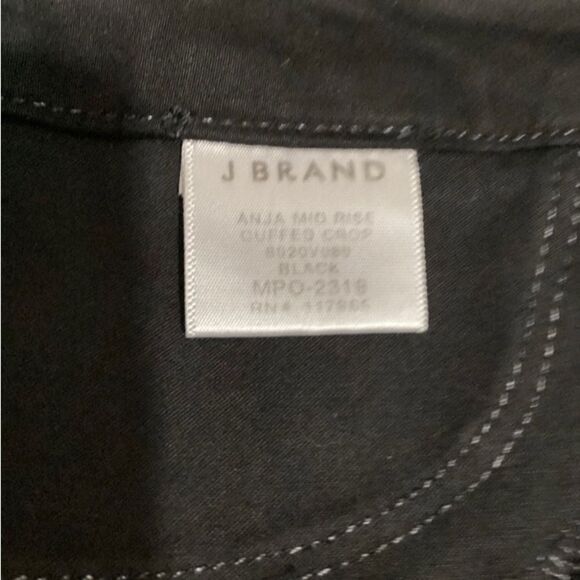 J Brand Jeans Women’s Size Waist 27 Color Black Mid- Rise Anja Cuffed Crop - Picture 7 of 10